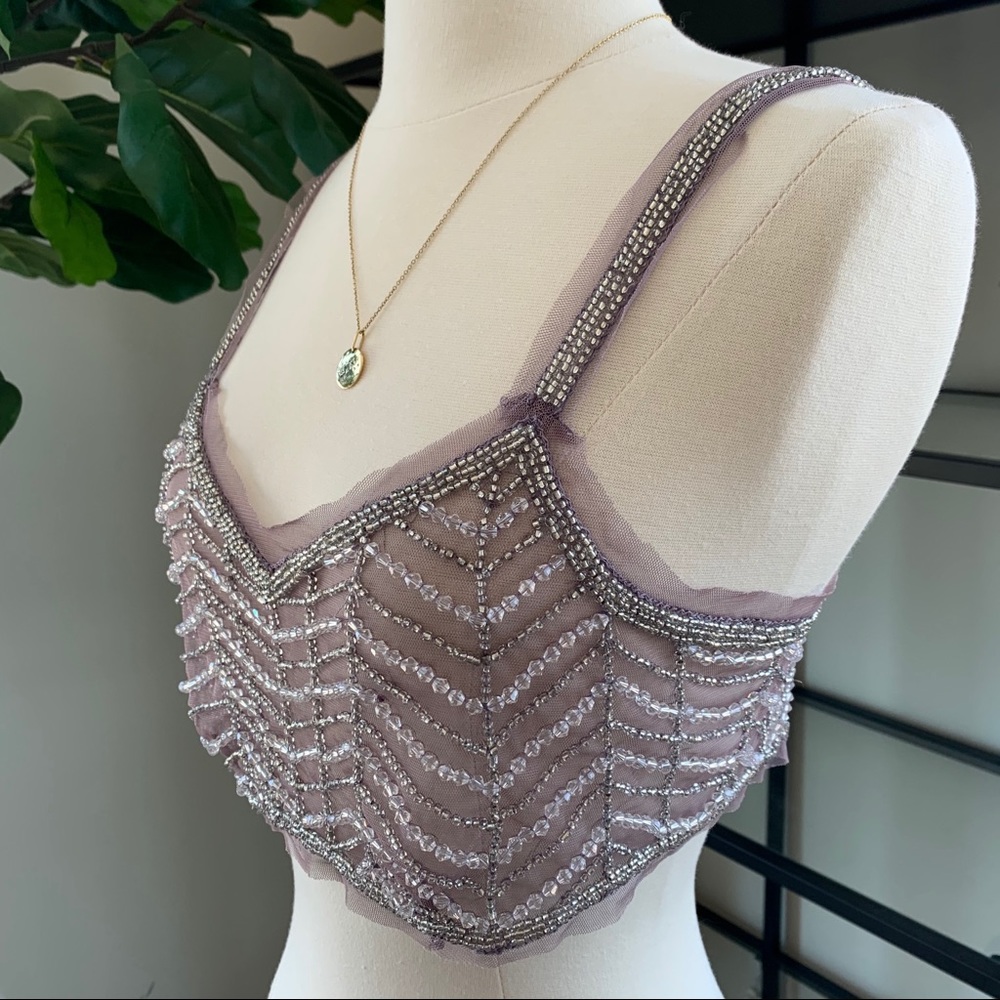 ❌SOLD❌ NWT Zara Limited Edition Tulle Beaded Top - Picture 6 of 11